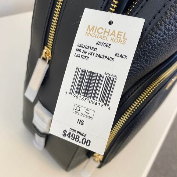 NWT Michael Kors Jaycee Medium Zip Pocket Backpack Black new - Picture 8 of 9
